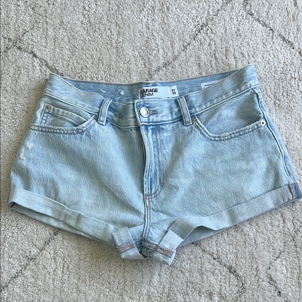 Garage Low Rise Cuffed Denim Shorts